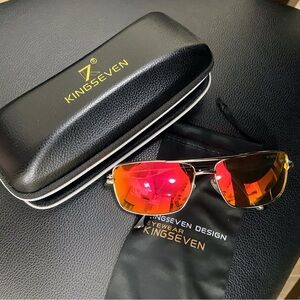 Men's Red Aviator Sunglasses